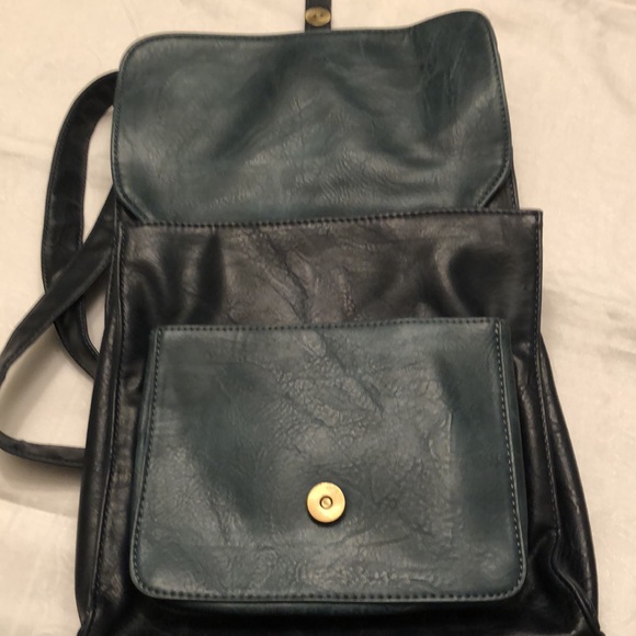 ESPE VEGAN LEATHER CROSSBODY SHOULDER MESSENGER BAG NAVY/DARK TEAL PURSE - #497 - Picture 6 of 16